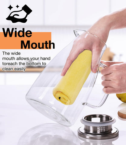 Potdoctor glass pitcher spout design aids easy pouring.