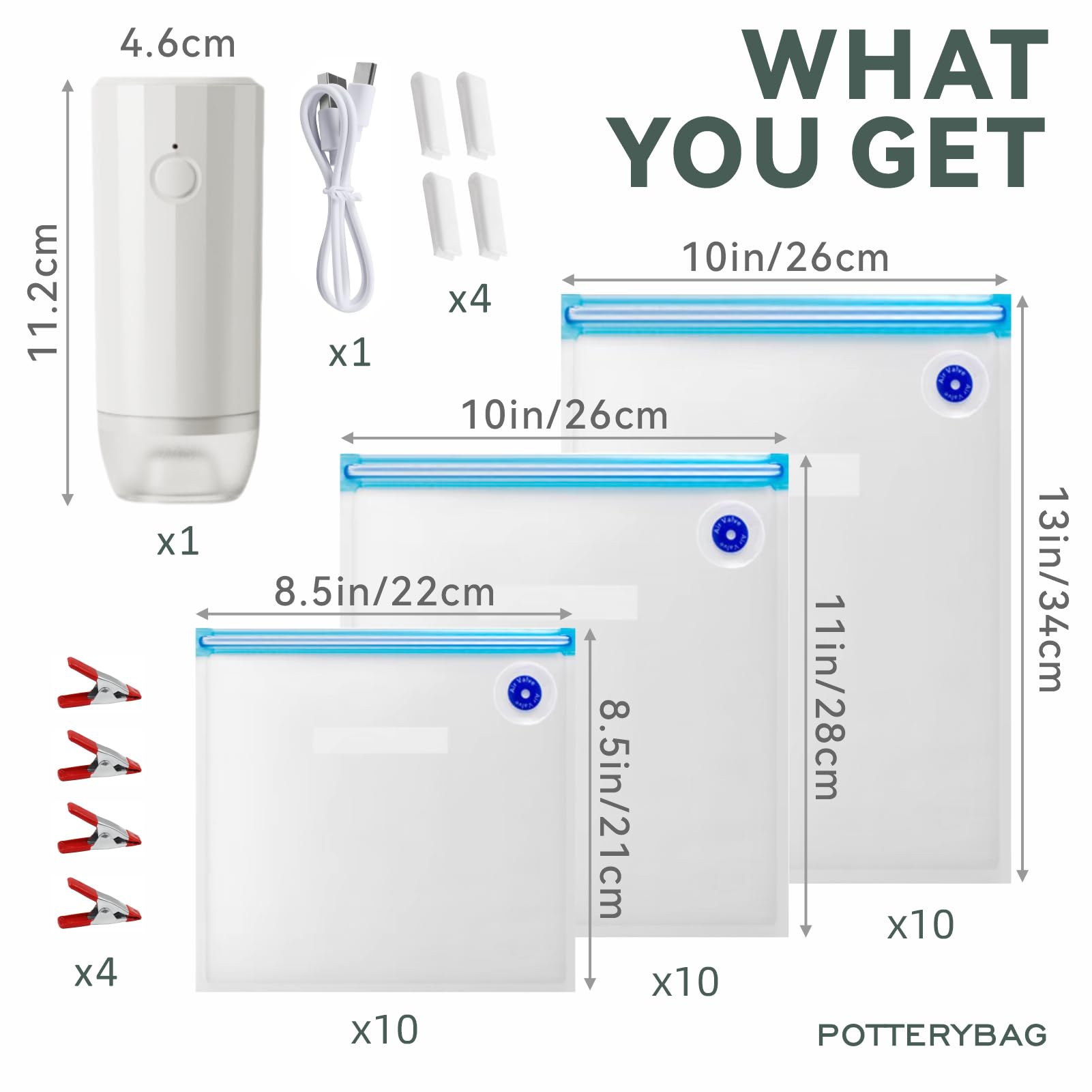 Potterybag reusable BPA-free vacuum bags for freezer storage and reheating