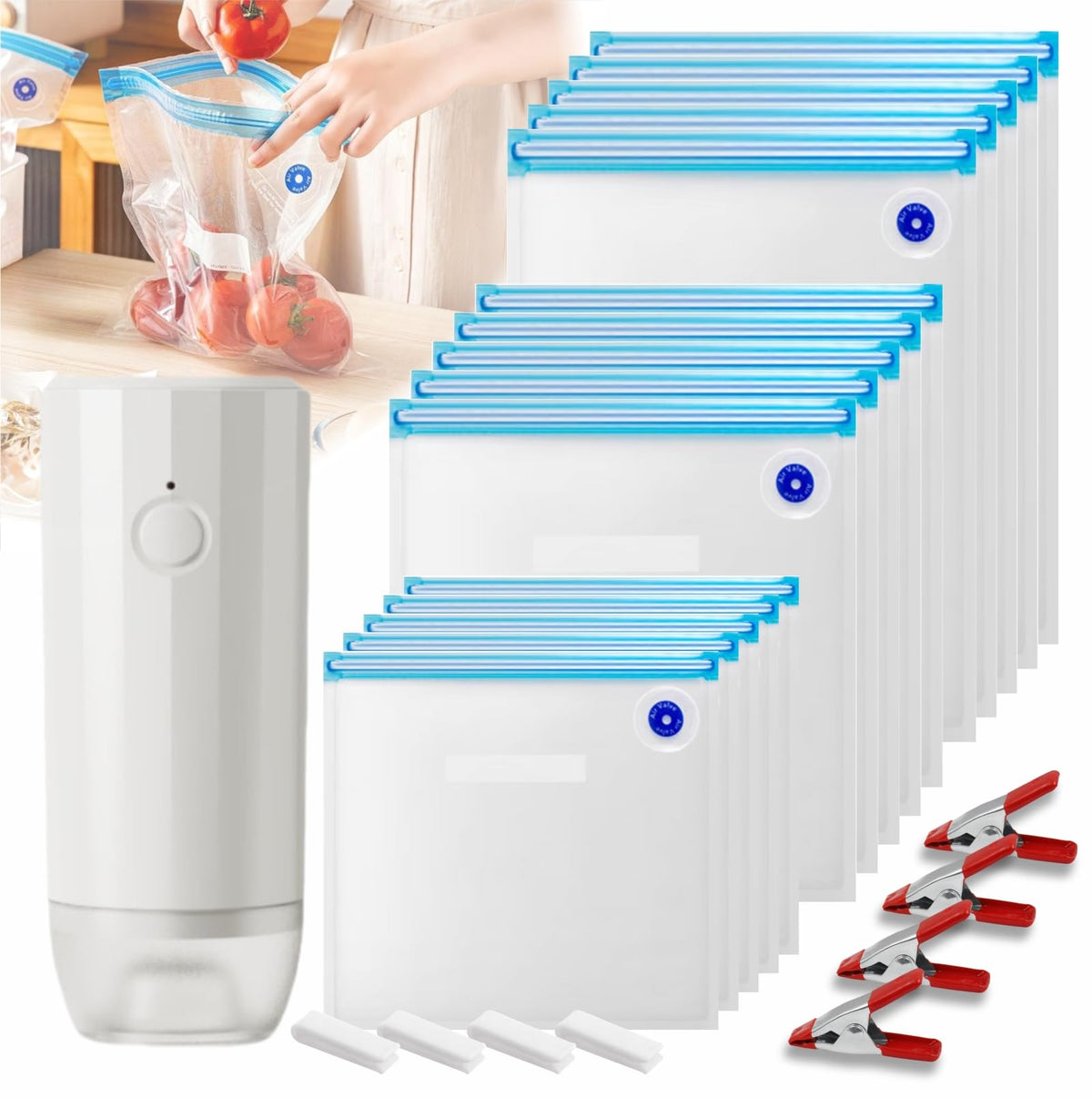 Potterybag sous vide bags with auto pump sealing food airtight