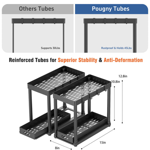 Pougny suction base and thick pillars provide stable support for heavy bottles.