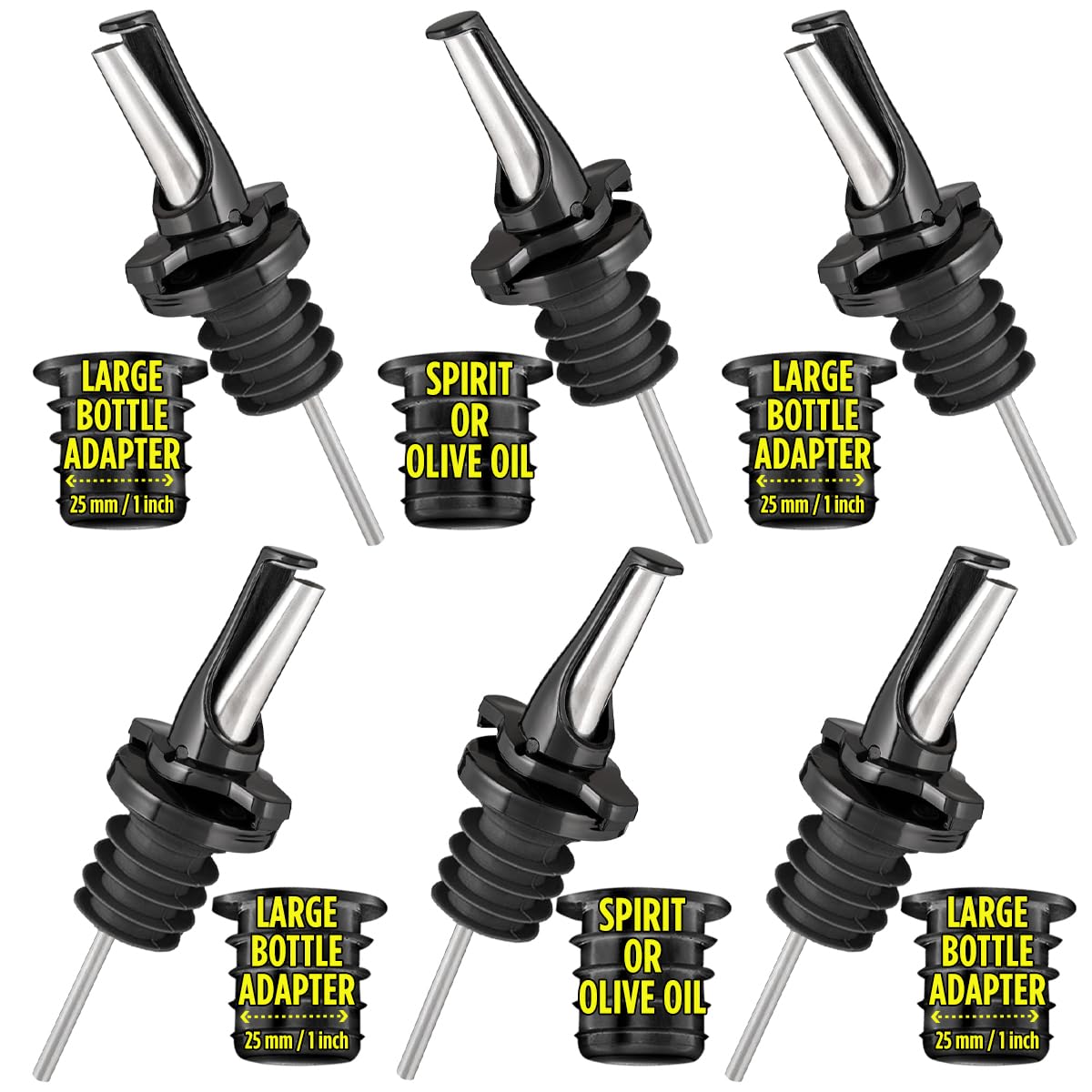 Poura 3-in-1 liquor pour spout front view for pro bar look with precise pours.