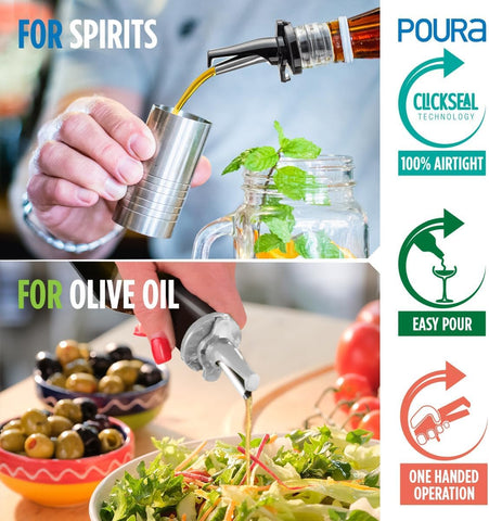 Poura built-in fruit fly protection cap for clean, mess-free pours.