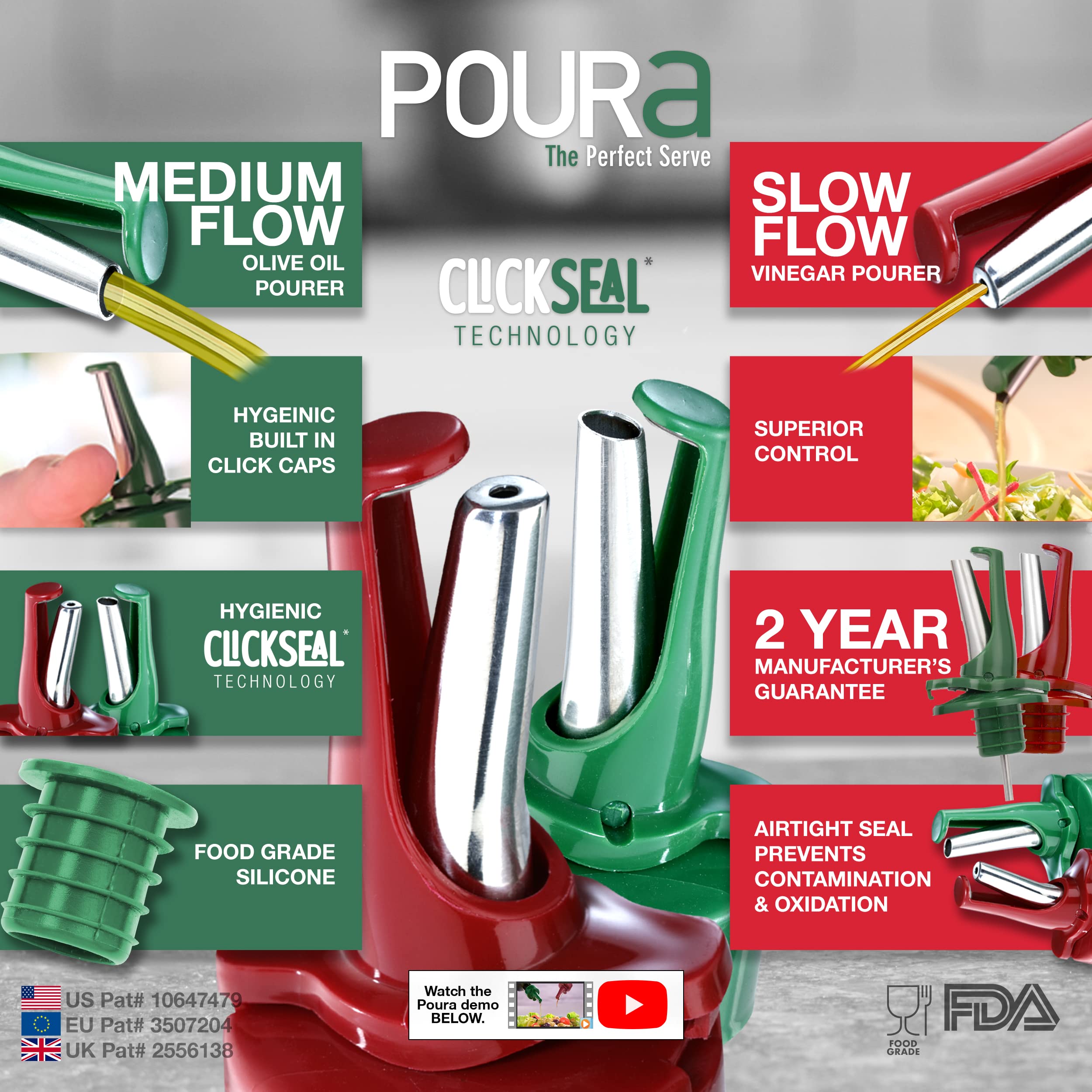 Poura clickseal dust cap provides hygienic, mess-free storage for your pantry