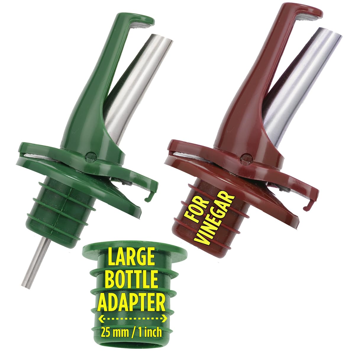 Poura oil and vinegar dispenser spout with airtight cap preserves freshness during pouring
