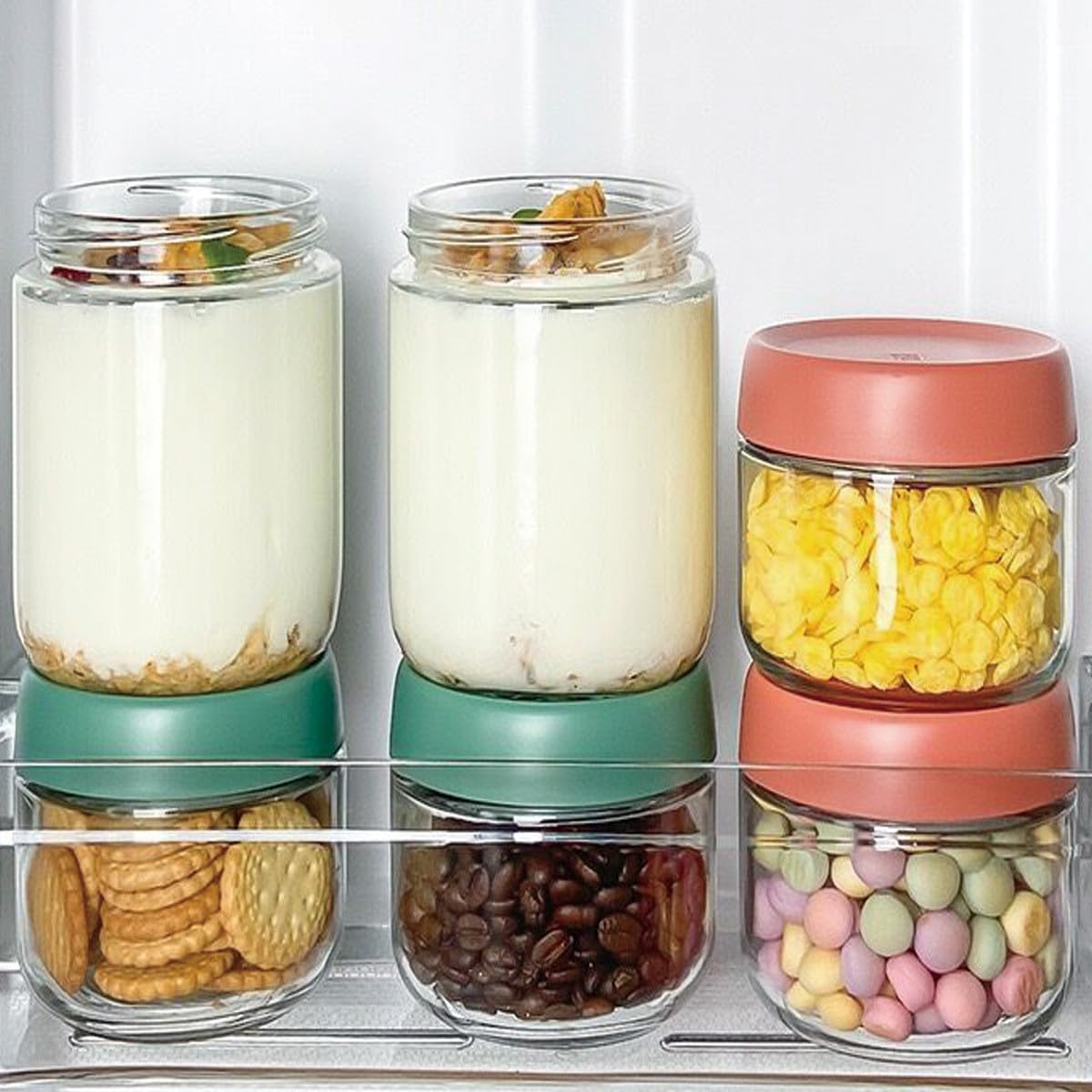 Povinmos juice and milk container offers fresh storage with stackable design
