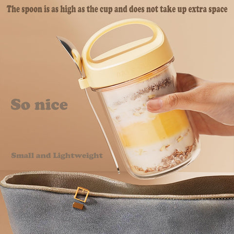 Povinmos patented design with frosted handle—secure grip for portable breakfasts.