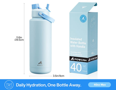 18/8 stainless steel construction ensuring durable, taste-free hydration.