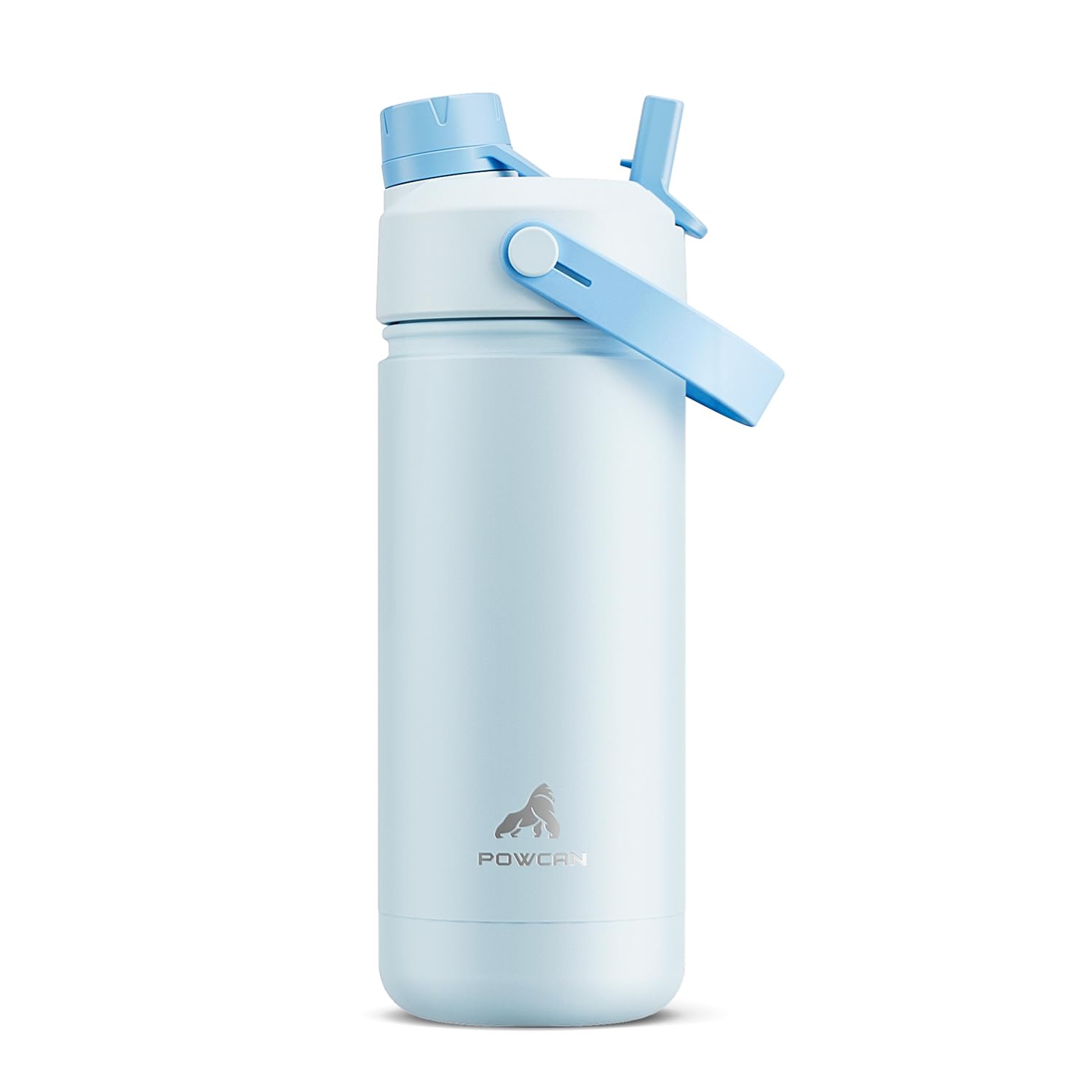 POWCAN 18 oz insulated bottle Sea Breeze front view for all-day cold hydration