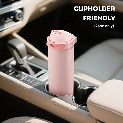 POWCAN cupholder-friendly bottle fits most cars and backpacks