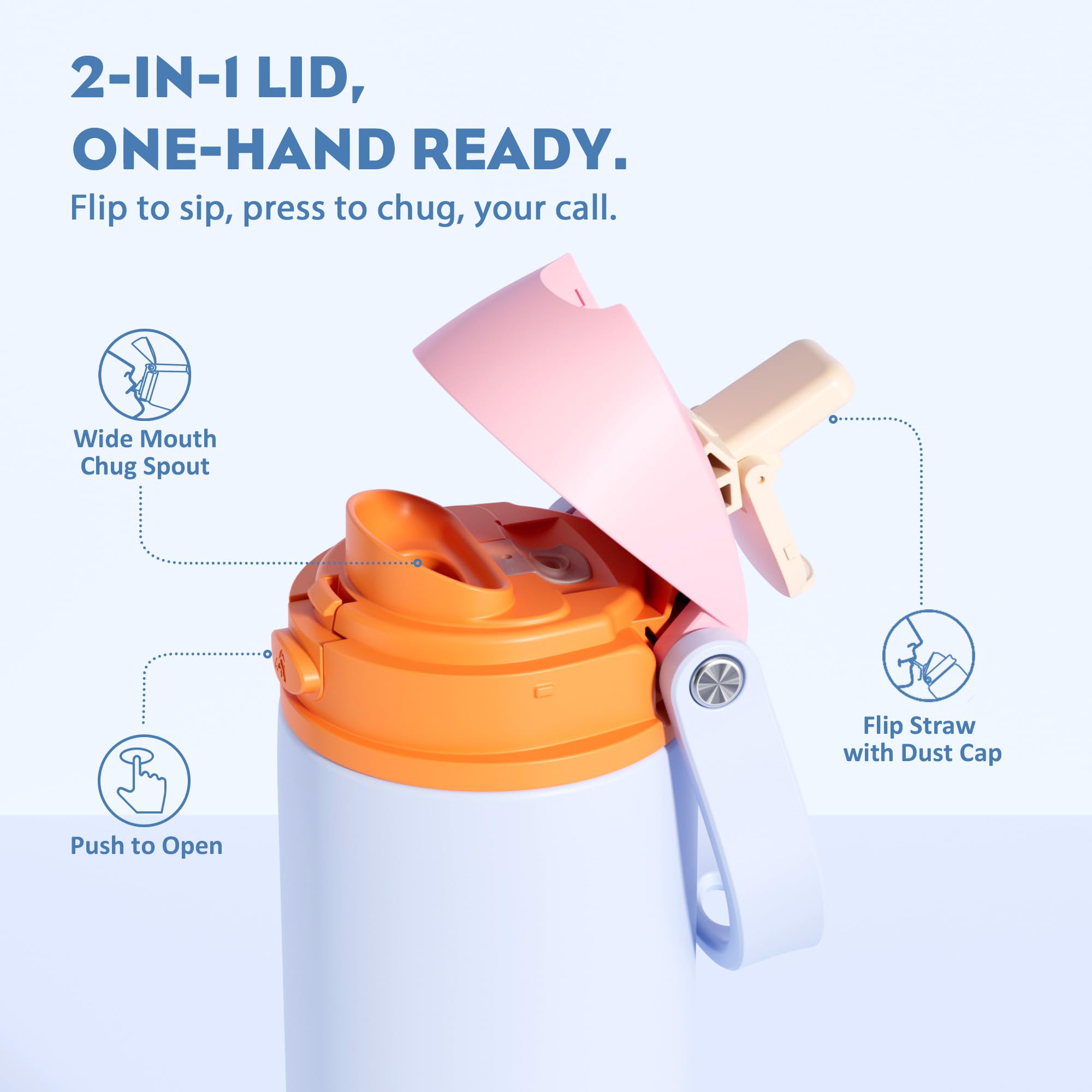POWCAN 2-in-1 lid with straw and spout for easy hydration on the go