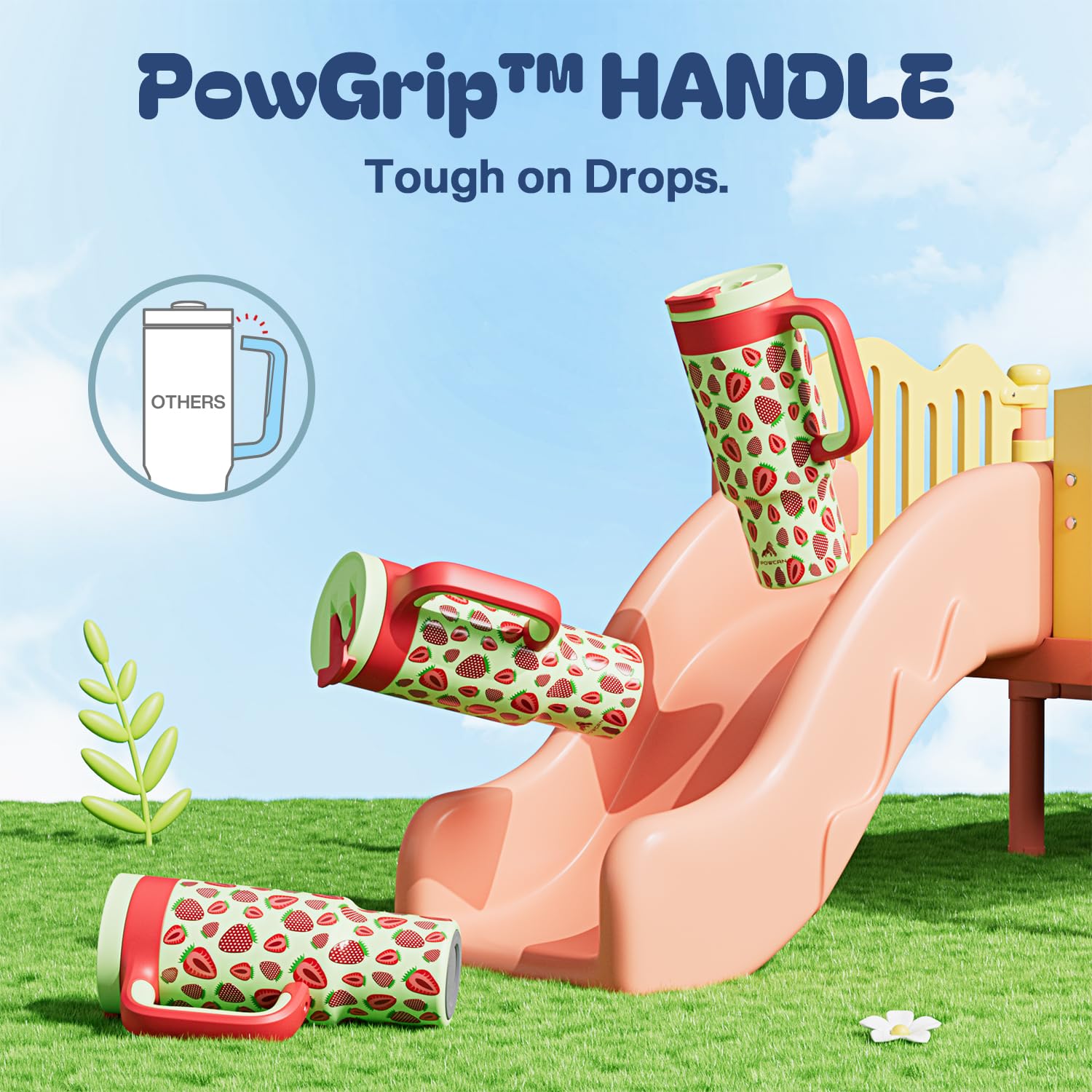POWCAN 24oz tumbler double-wall insulation keeps drinks cool.