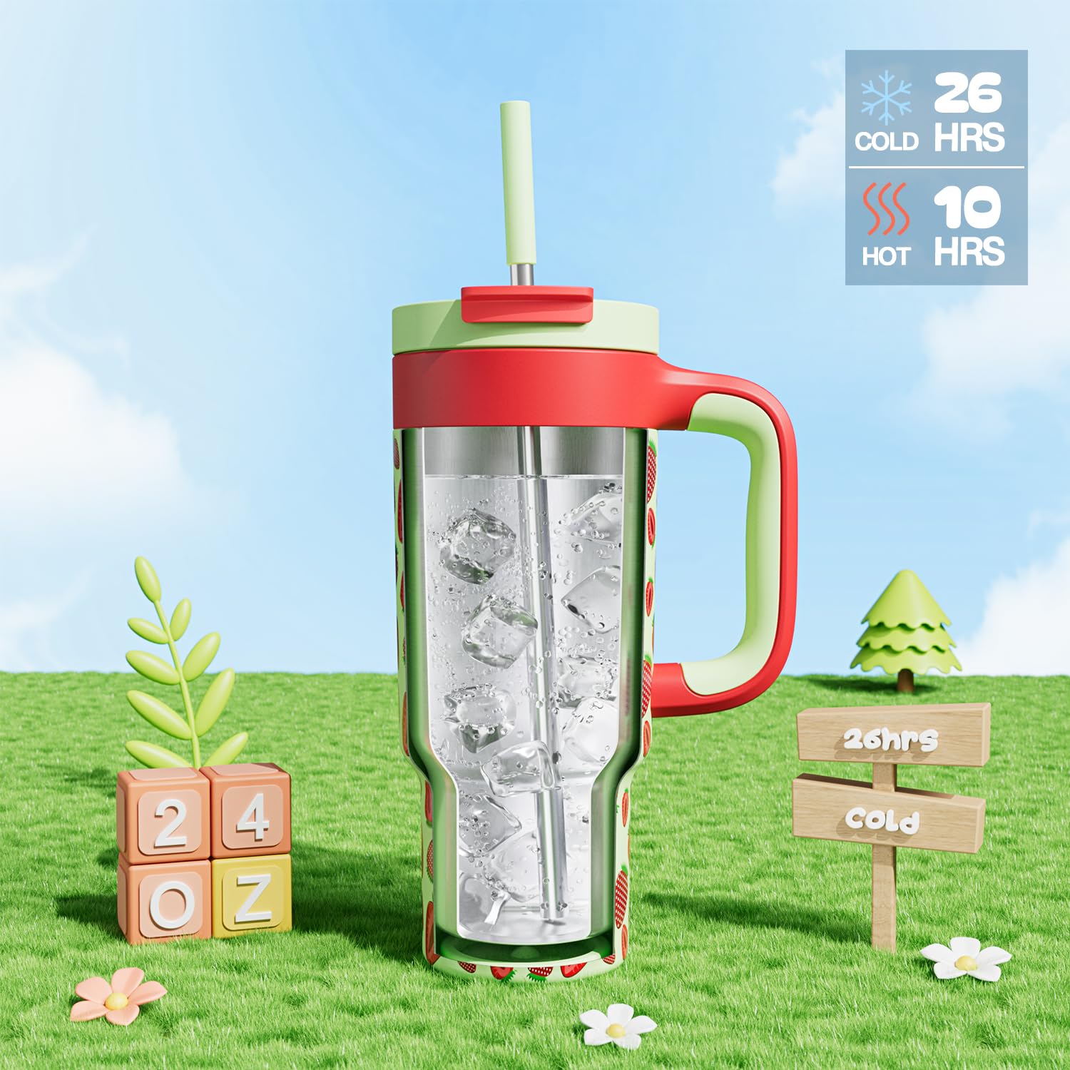 POWCAN 24oz tumbler straw lid 2in1 enables spill-free sipping.