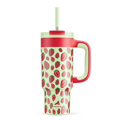POWCAN 24oz tumbler with strawberry pop butterfly design for kids' adventures.