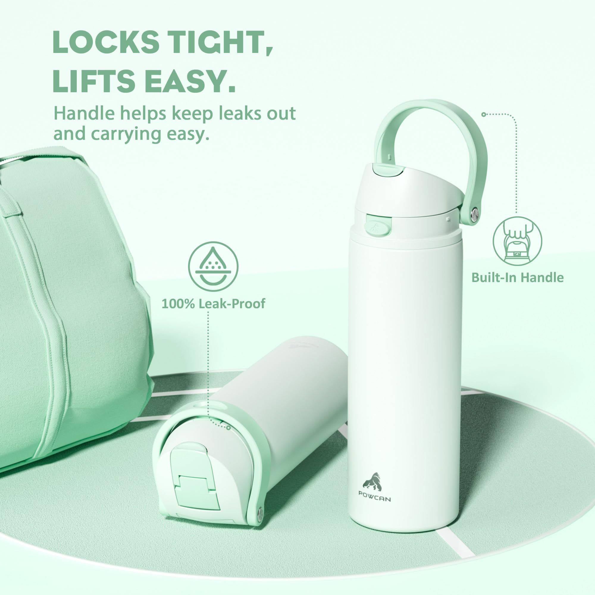 Powcan 24 oz bottle fits in car cup holders for travel and daily use