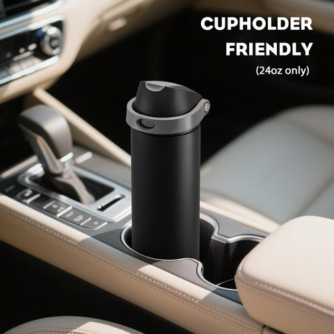 POWCAN 24 oz fits car cupholders for commutes and gym sessions.