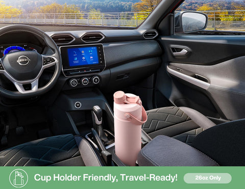 POWCAN mint bottle 2-in-1 lid in use for sipping