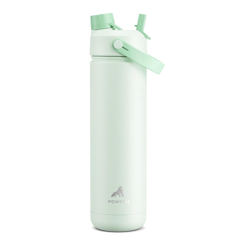 POWCAN 26 oz mint bottle front view shows cooling capability on the go