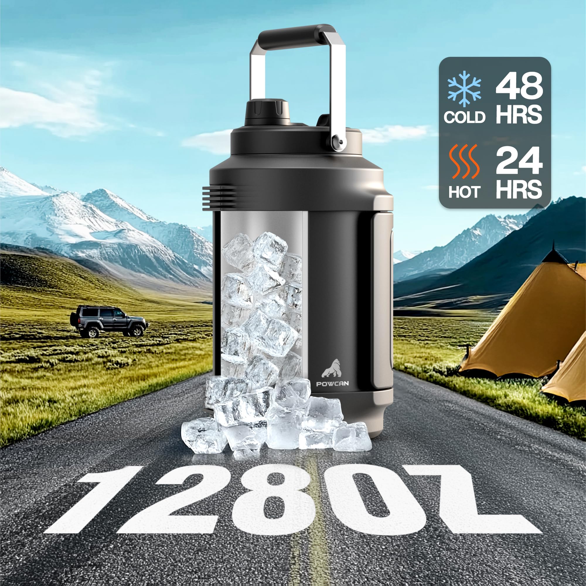 POWCAN 2-in-1 lid with straw for easy sipping on the go