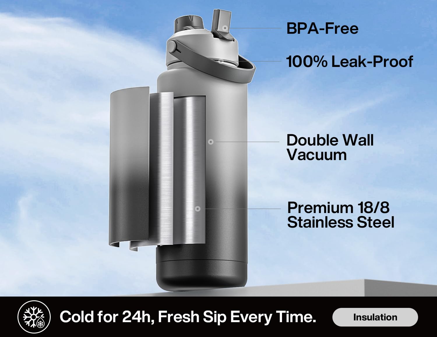 POWCAN 2-in-1 lid with straw for easy sipping and spill-free travel