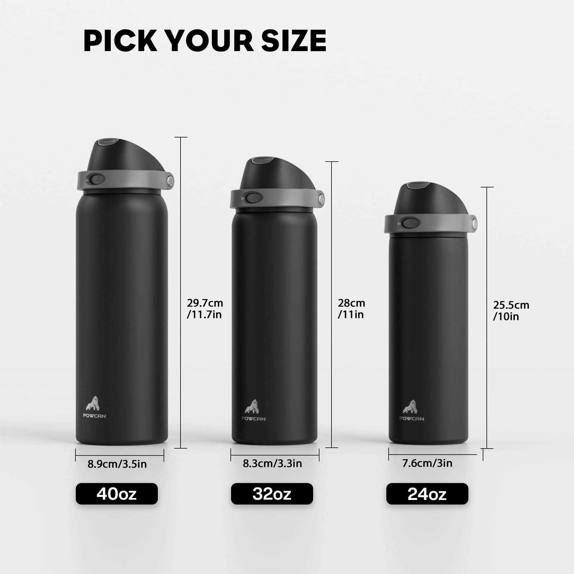 POWCAN bottle in outdoor setting ideal for hiking and camping adventures.