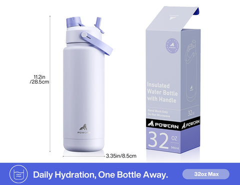 POWCAN 32 oz bottle wide-mouth opening makes cleaning and refilling simple.