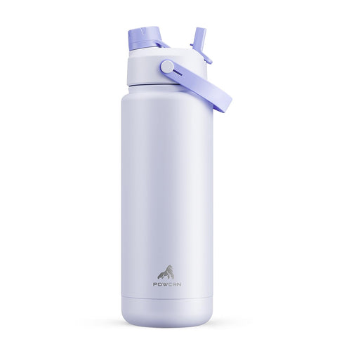 POWCAN 32 oz insulated bottle close-up showing durable finish for cold drinks.