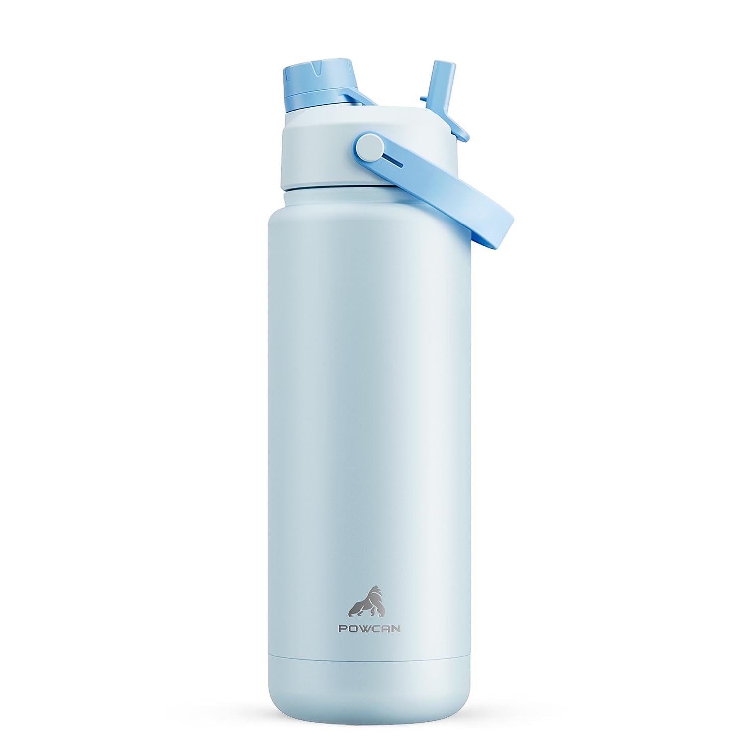 POWCAN 32 oz insulated bottle sea breeze front view keeps drinks cold all day.