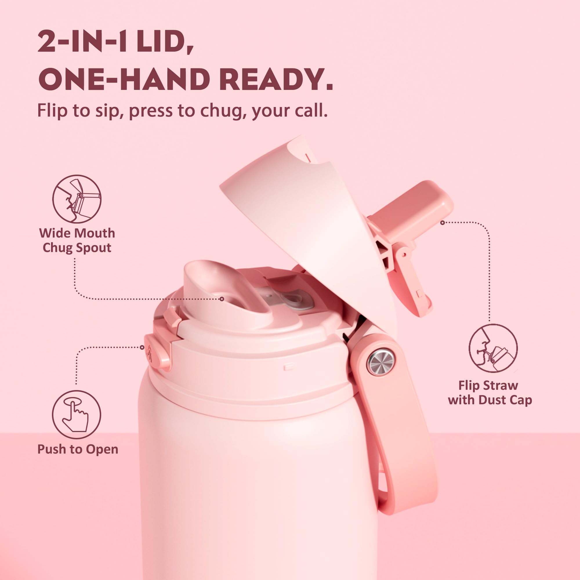 Powcan bottle with quick-flip straw for convenient sipping during workouts.