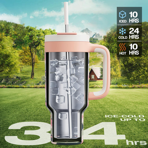 POWCAN Rose Dappled lid on camo tumbler for secure sipping on the go.