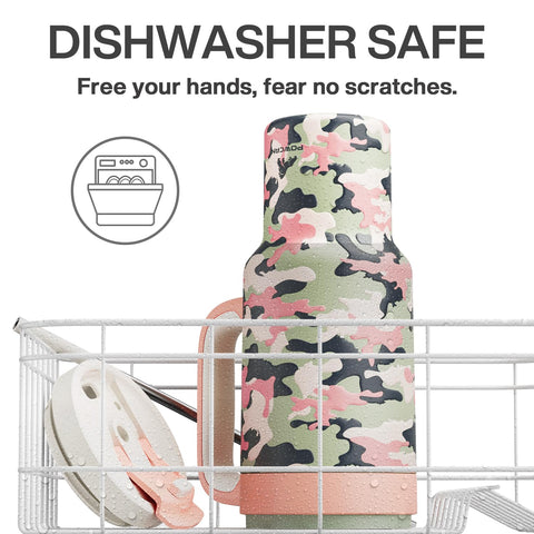 POWCAN 40 oz camo tumbler in Rose Dappled fits most car cupholders.
