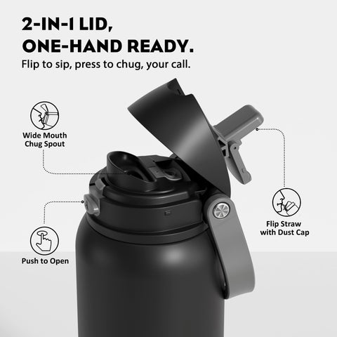 Powcan 40 oz bottle with flip straw for casual sipping during workouts