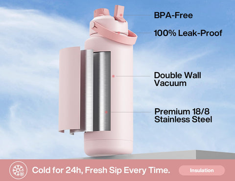 POWCAN insulated bottle wide mouth eases cleaning and filling after workouts.