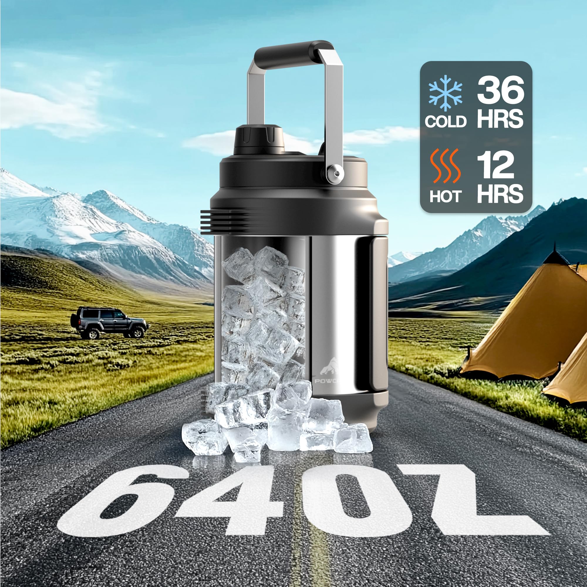 POWCAN bottle side-handle for easy carrying during commute or hike