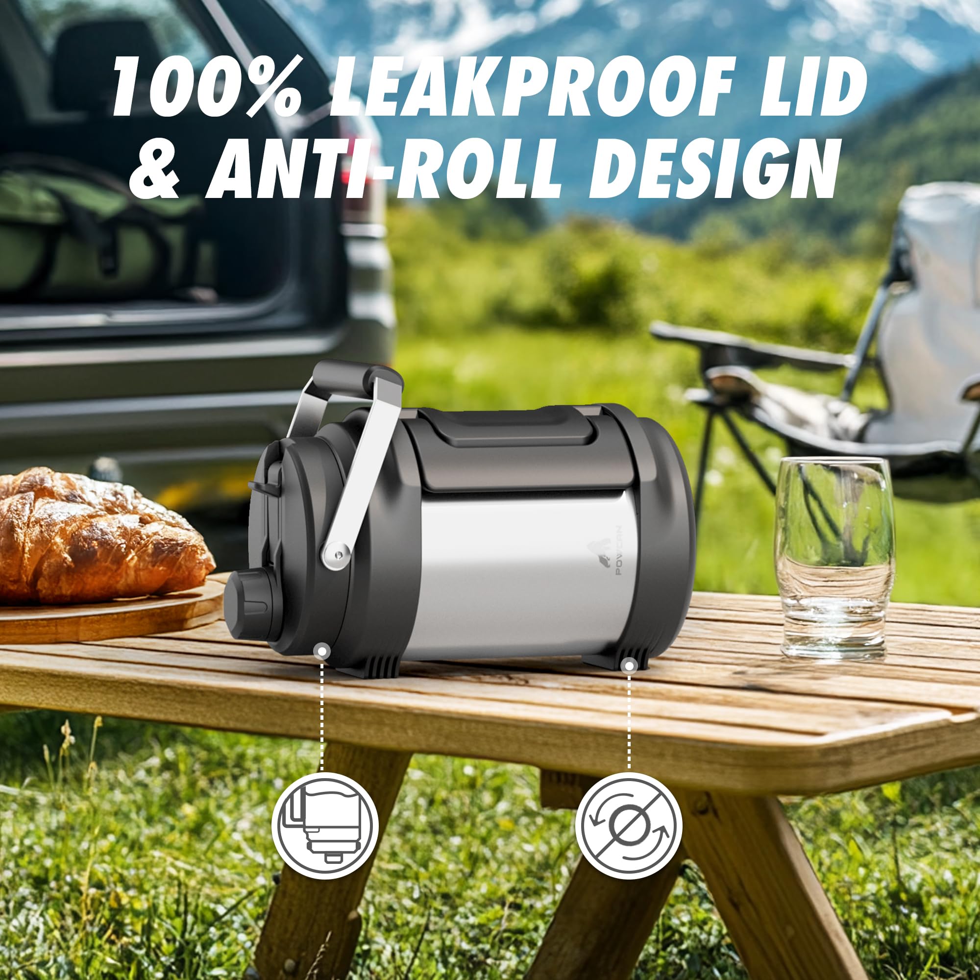 Close-up of POWCAN 2-in-1 lid with straw and spout