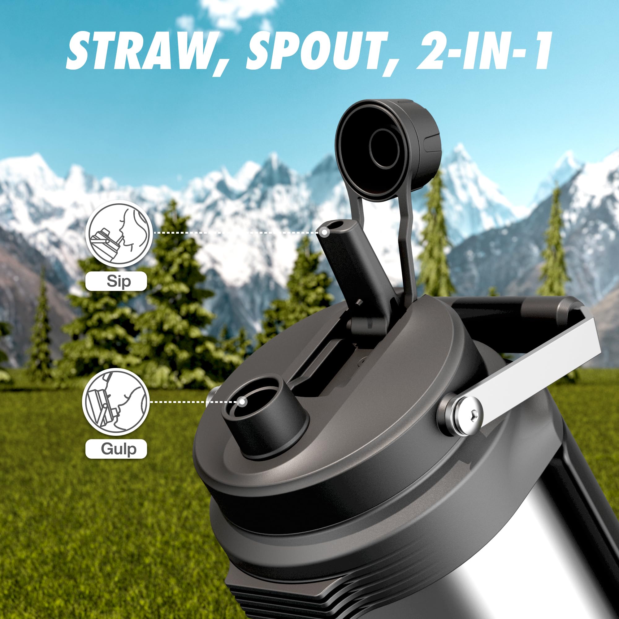 Wide opening of POWCAN bottle with ice for easy filling