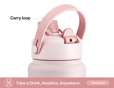 Powcan Cotton Candy bottle in backpack illustrating travel-ready design.