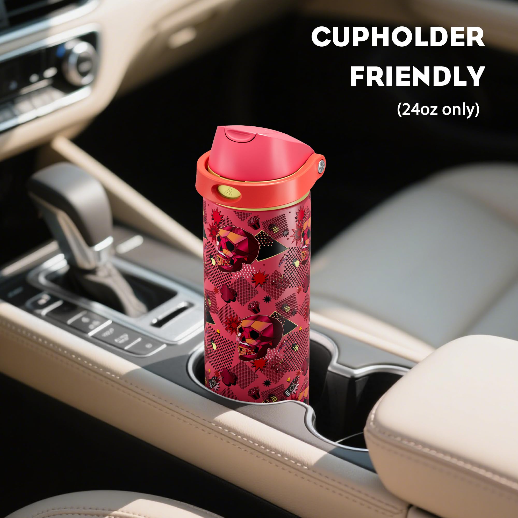 POWCAN slim, cup-holder friendly design for on-the-go use.