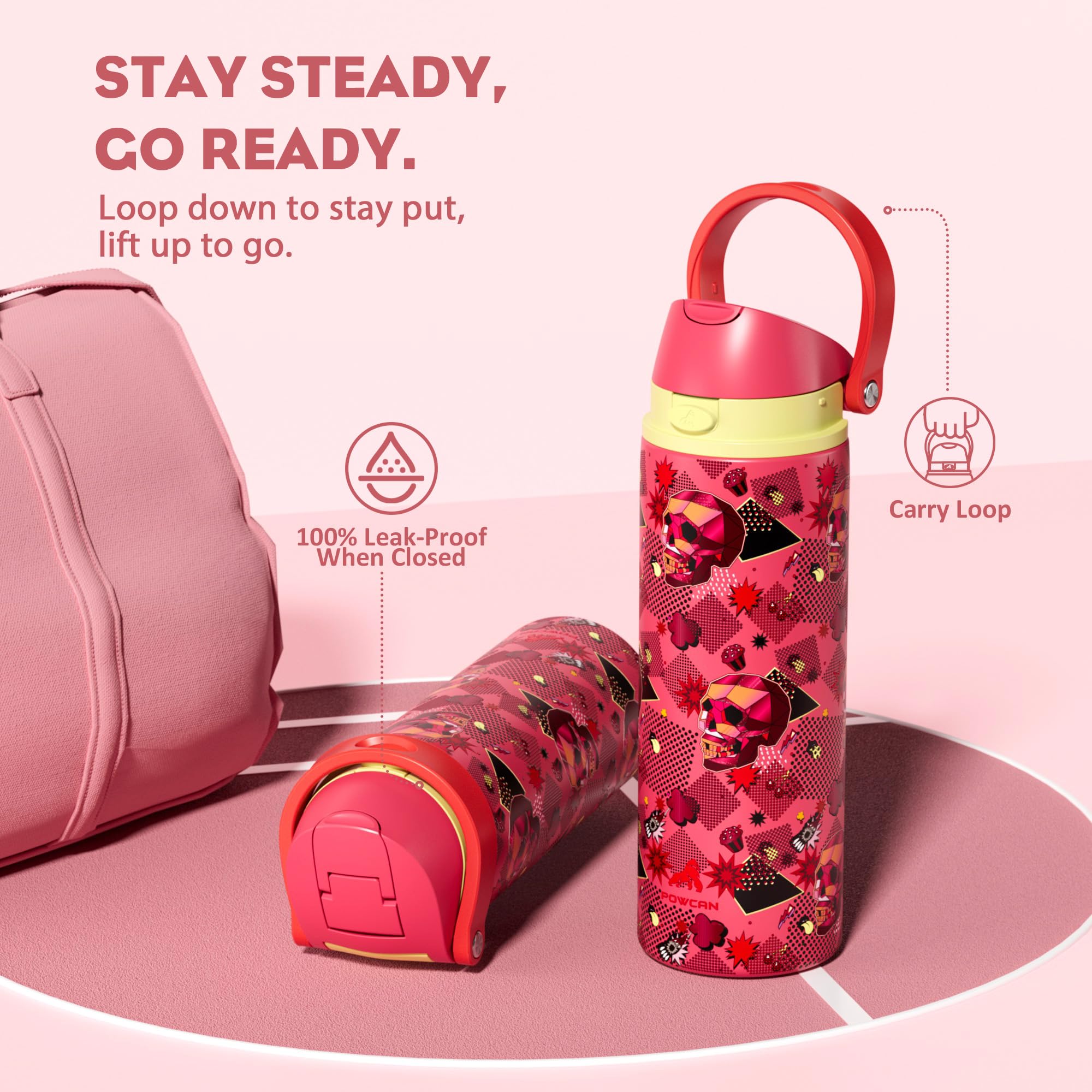POWCAN double-wall insulation keeps drinks cold or hot.