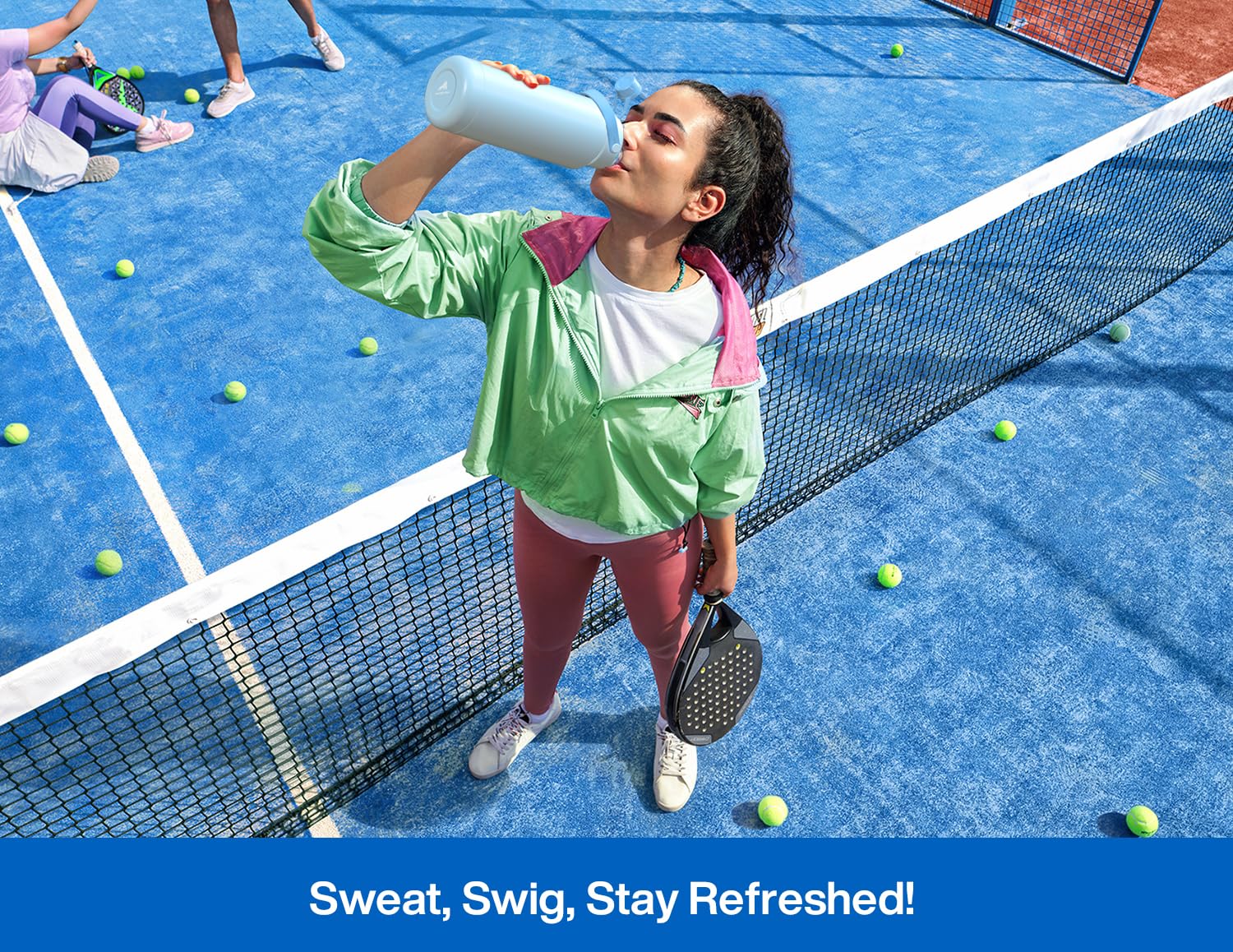 PowCAN bottle in gym or travel scene for on-the-go hydration