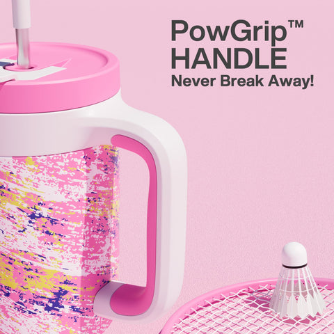 POWCAN pink dishwasher-safe stainless steel tumbler for quick cleanup.