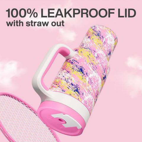 POWCAN pink double-wall insulated tumbler preserves cold beverages for hours.