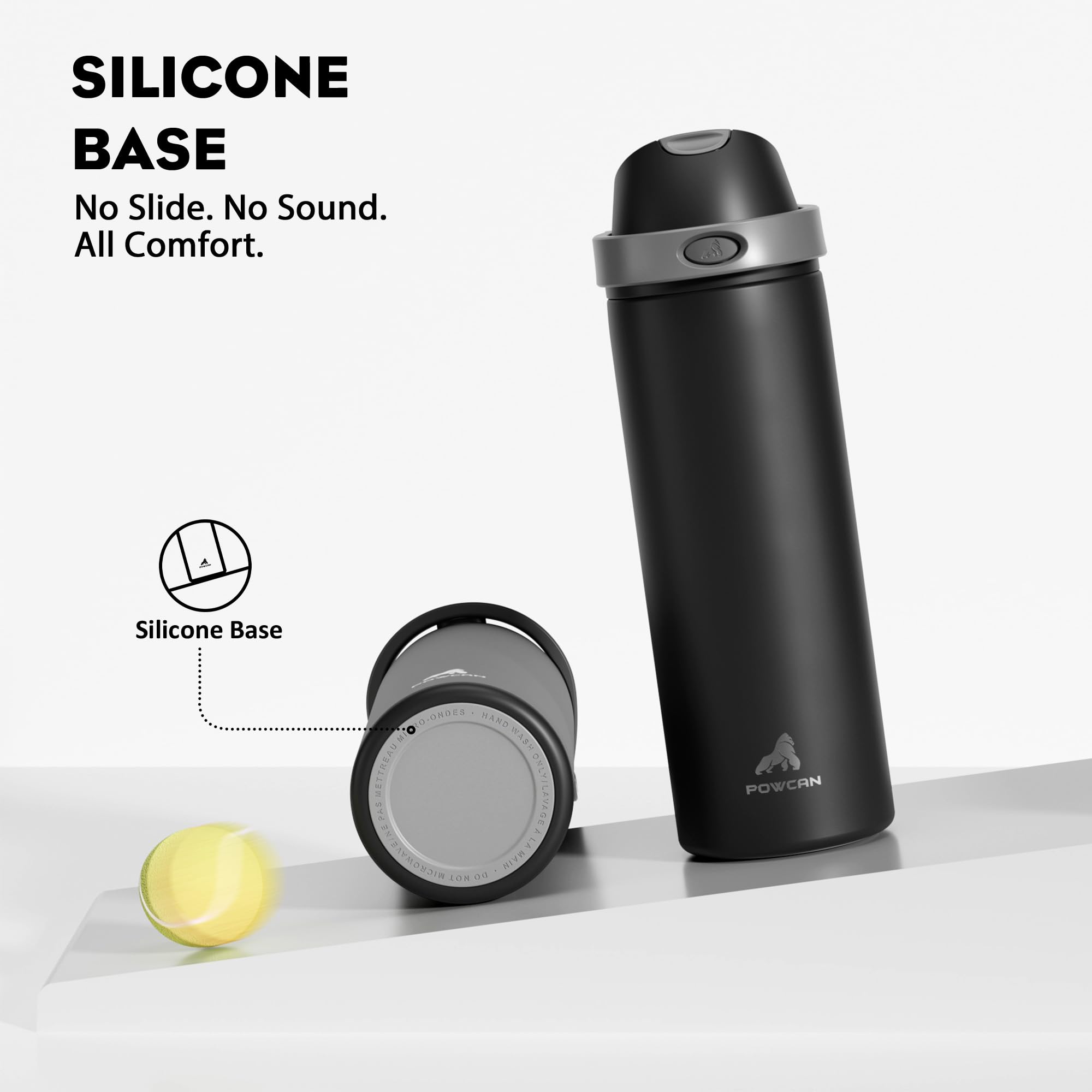 Double-wall insulation in POWCAN keeps drinks cold for hours.