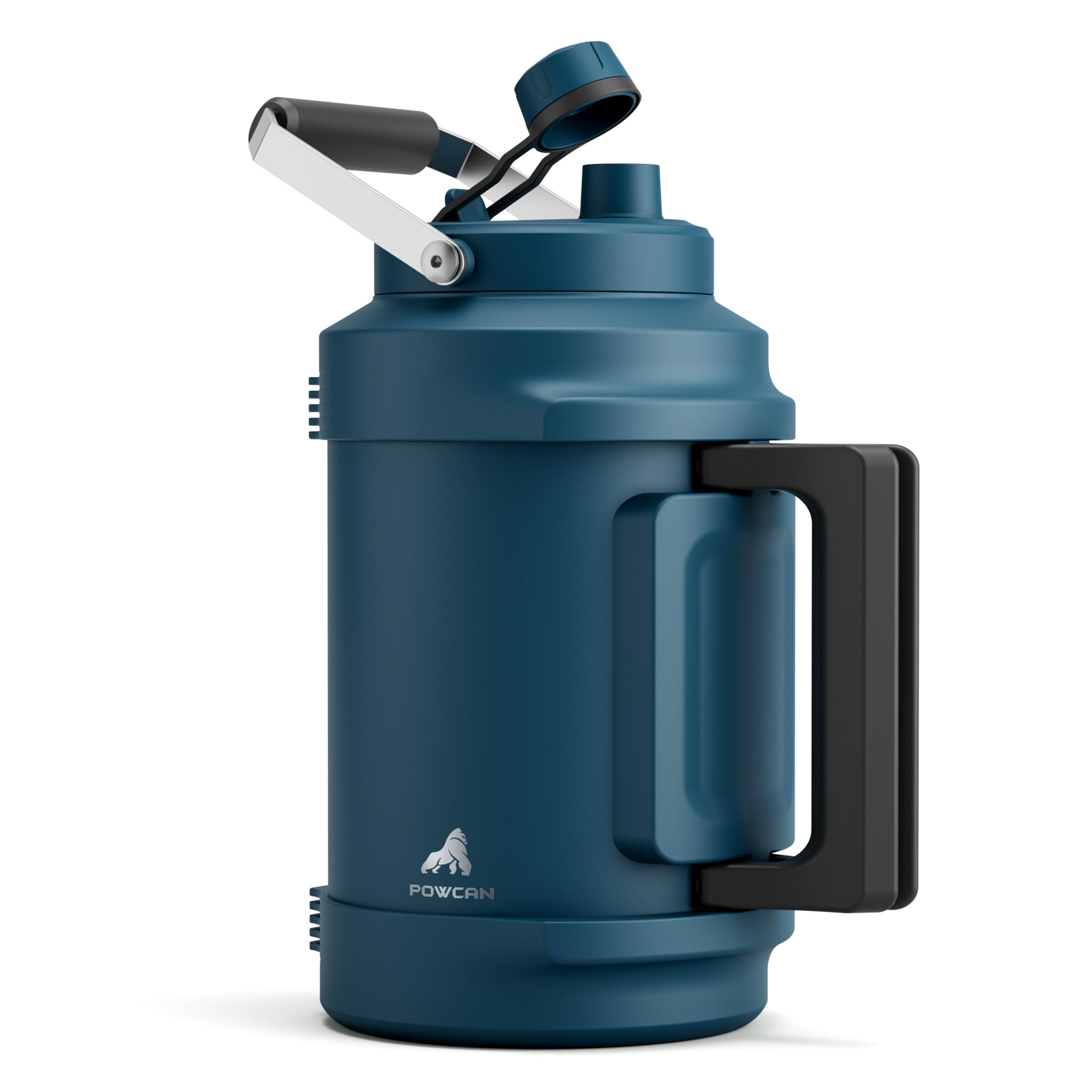 POWCAN gallon water jug with 2-in-1 lid for versatile sipping on outdoor adventures.