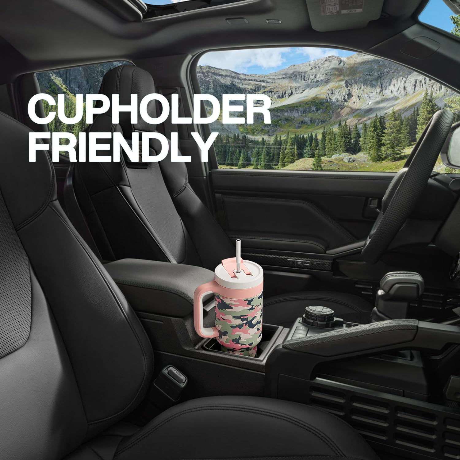 POWCAN insulated stainless steel tumbler preserves cold beverages during long trips.