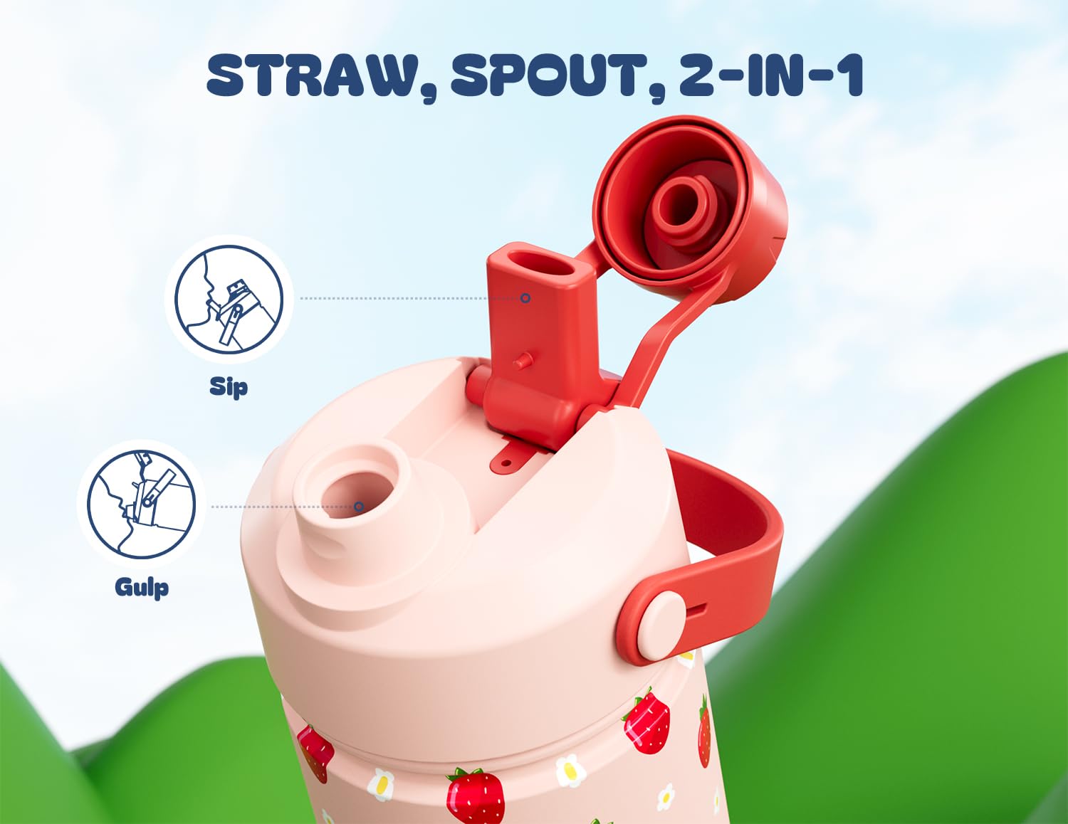 Powcan straw display highlighting convenient sip option for quick drinks.