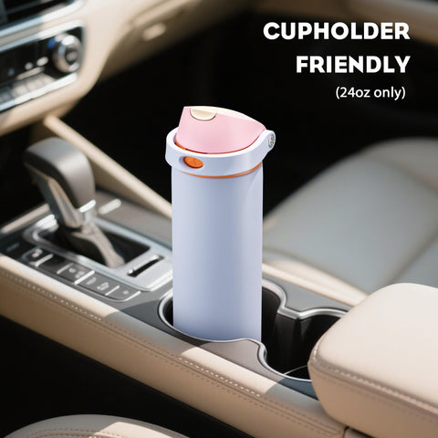 POWCAN slim bottle fits most car cup holders and backpacks