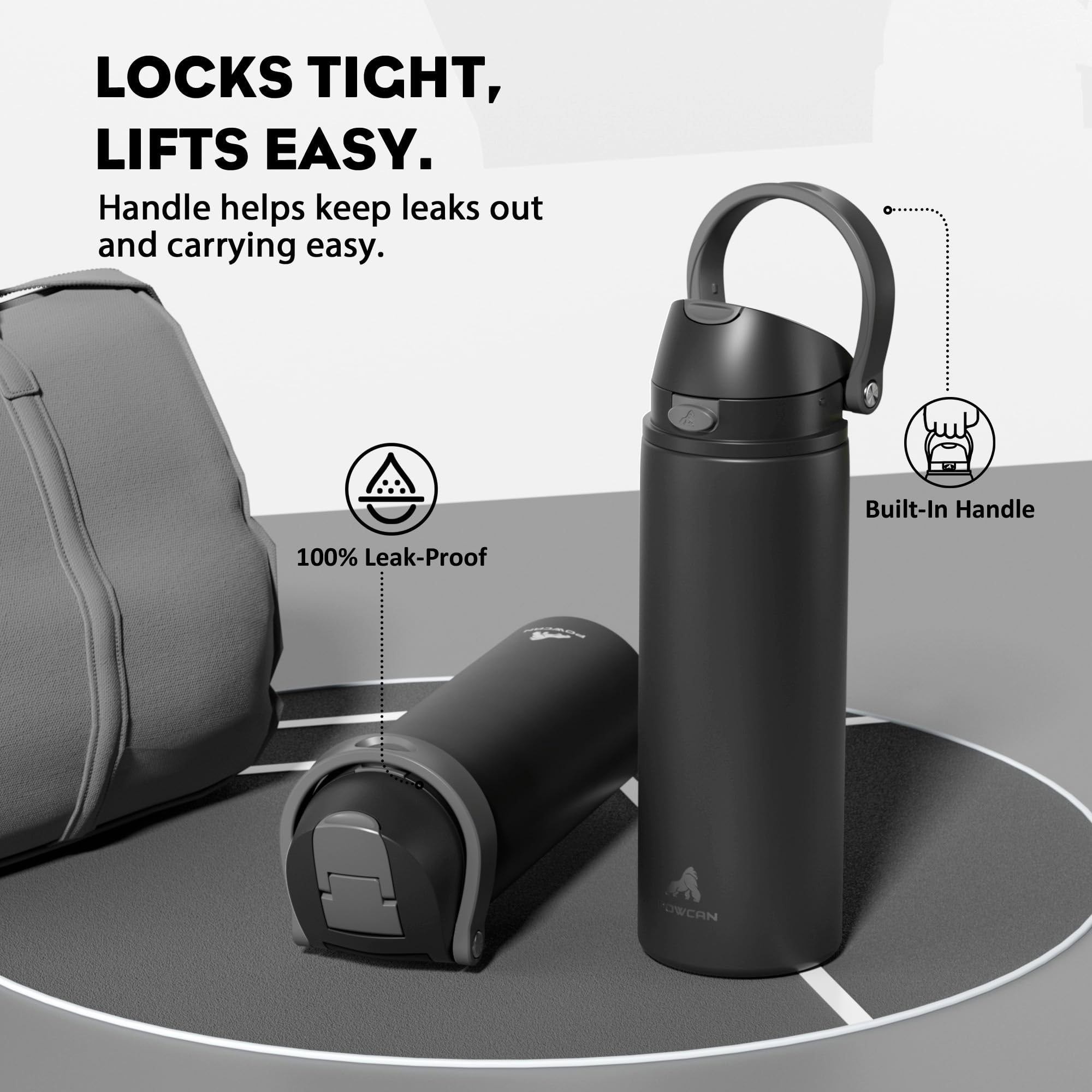 Stainless steel body of POWCAN bottle resists smells and rust.