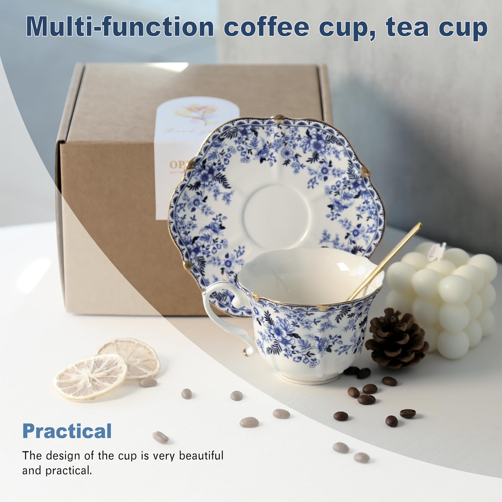 POWDONUNT gold-trim tea spoon adds refined touch to pours.