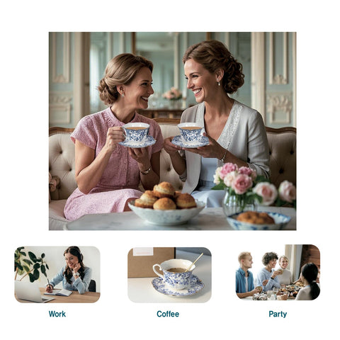 POWDONUNT blue tea set is ideal for gifting and hosting.