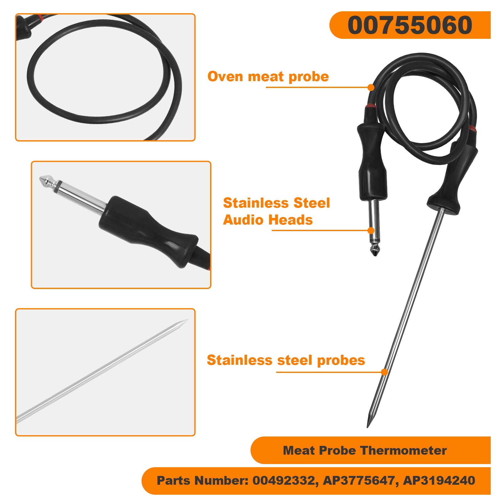 Poweka meat probe replacement compatible with Thermador and Bosch ranges for easy swap.